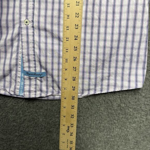 Lot of 4 English Laundry Dress Shirt Men's 17 34/35 Purple Blue Flip Cuff Logo - Picture 5 of 16